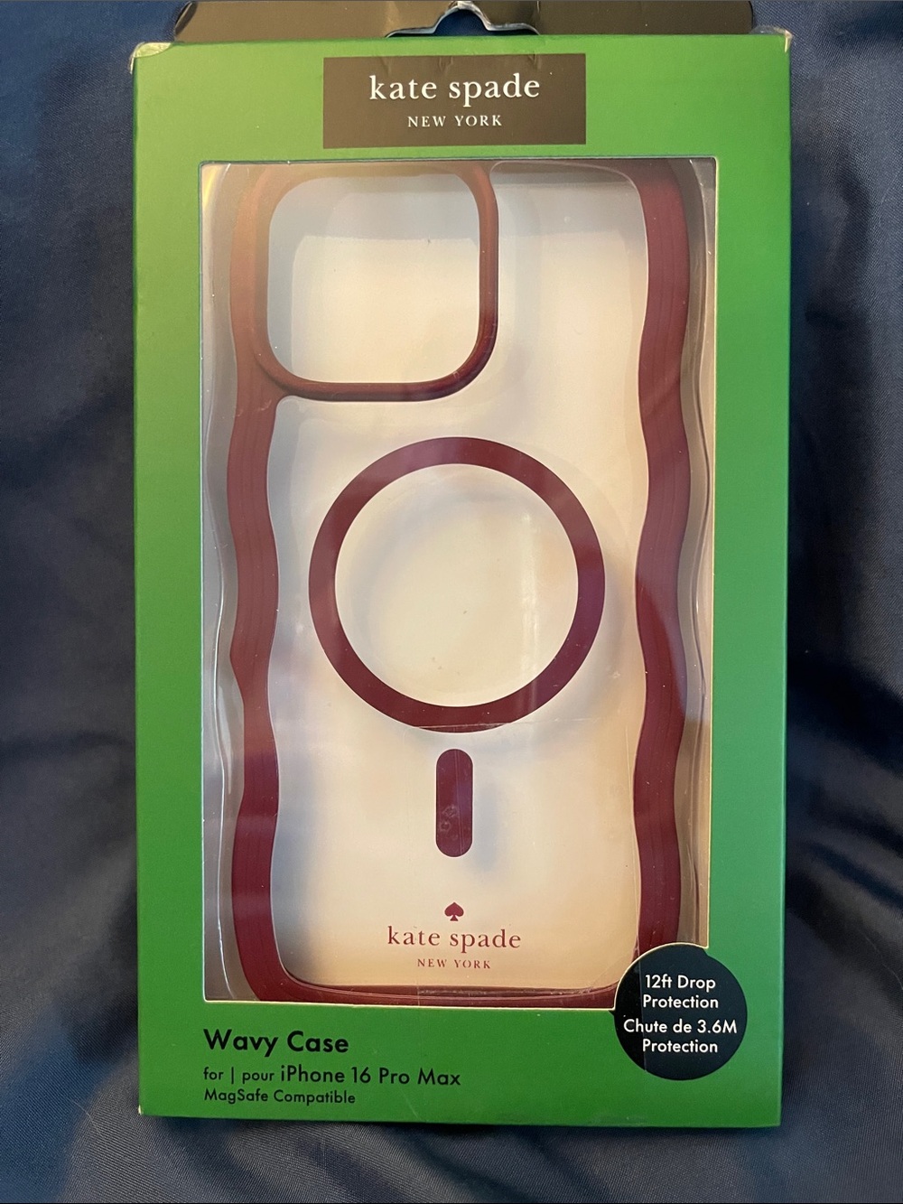 kate spade Clear iPhone Case with Burgundy Wavy Trim